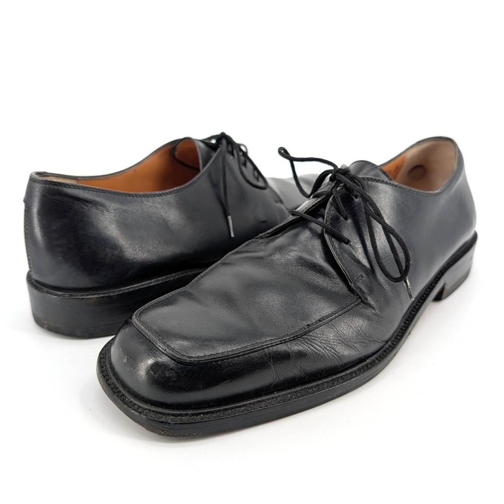 Salvatore Ferragamo Studio Mens Black Leather‎ Square Toe Oxfords UI 6271 8.5 D
